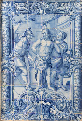 Painel azulejos Cristo na coluna - flagelação