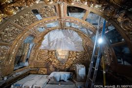 Capela-mor,  Retábulo-mor, Tribuna, Caixotões desmontados