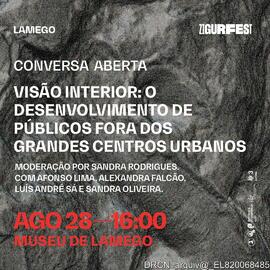 Cartaz - Conversa aberta "Visão interior: o desenvolvimento de públicos fora dos grandes cen...