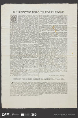 Edital de D. Jeronymo, Bispo de Portalegre