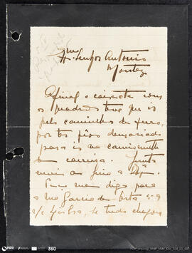 Carta de Maria de Lurdes de Melo e Castro