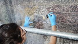 Pintura mural em suporte de argamassa – Alçado norte (janelão nordeste) – Fixação