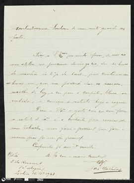 Carta de José Malhoa a Maria Henriqueta de Vasconcellos de Moraes Sarmento