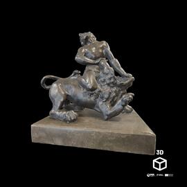 Hércules e o leão de Nemeia - escultura de vulto pleno