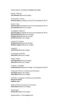FACES - Projeto Museográfico - Ficha Técnica