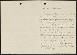 Carta de José Malhoa a Manuel Sousa Pinto