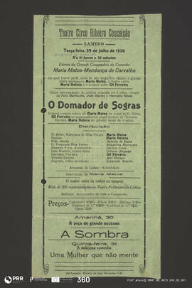 O Domador de Sogras; A Sombra; Uma Mulher que não mente