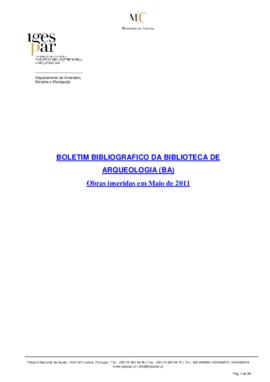 Boletim Bibliográfico da Biblioteca de Arqueologia (maio 2011)