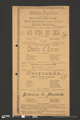 Ao fim do dia; Duelo d'Amor; Derrocada (Dor Suprema); Diabruras da Mocidade