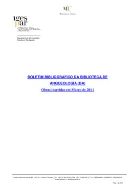 Boletim Bibliográfico da Biblioteca de Arqueologia (março 2011)