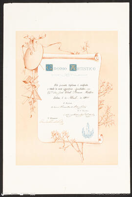 Diploma. Gremio Artístico - Sócio Efetivo - Fundador