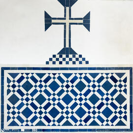 Azulejo padrão enxaquetado azul e branco