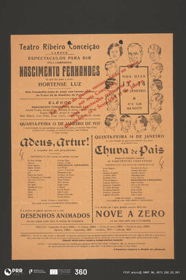 Adeus Artur!; Desenhos Animados; Chuva de Pais; Nove a Zero