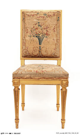 Cadeiras em Madeira Dourada com Costas e Assento de Tapeçaria (Conjunto de 4)