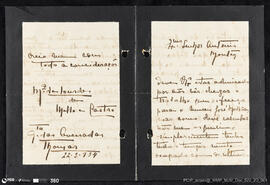 Carta de Maria de Lurdes de Melo e Castro
