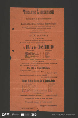 A Filha do Conselheiro; Os tres esgrimistas; Um calculo errado