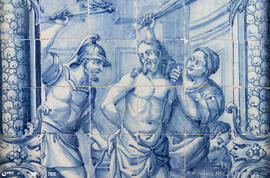 Painel azulejos Cristo na coluna - flagelação
