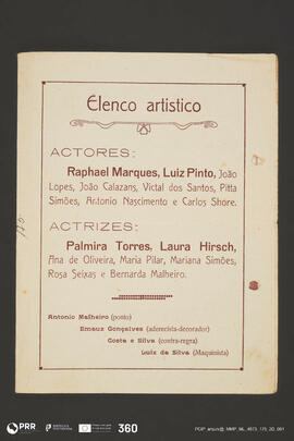 A Visinha do lado; Mister Wu; D. Cesar de Bazan; O Barbeiro de Sevilha; Os velhos e Amor de Perdição