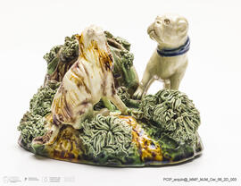 Peça decorativa (cão e gato) charuteira