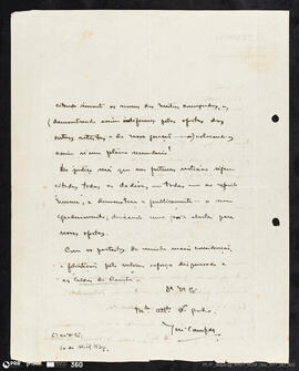Carta em papel impresso de José Campas - Atelier - Villa – L. Taipas – Lisboa - Martel