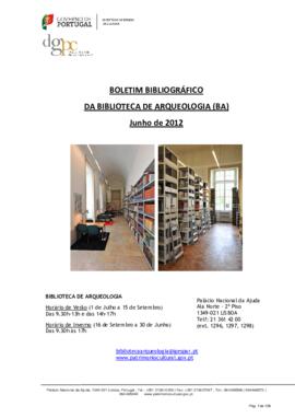 Boletim Bibliográfico da Biblioteca de Arqueologia (junho 2012)