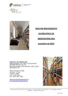 Boletim Bibliográfico da Biblioteca de Arqueologia (novembro 2012)