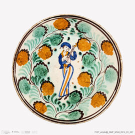 Prato com rapaz tocador de viola