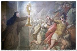 Tela de enrolar do altar da capela-mor da igreja do Convento de Santa Clara do Porto - Fotografia...