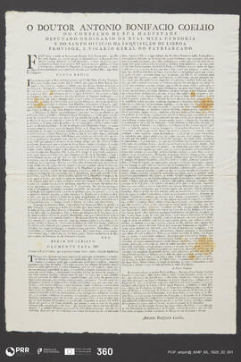 Edital (Transcrição da carta encíclica e breve do Jubileu Geral do Santíssimo Papa Clemente XIV)