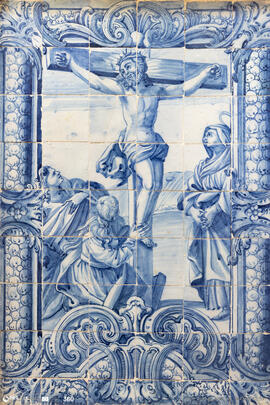 Painel azulejos Cristo na cruz