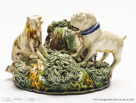 Peça decorativa (cão e gato) charuteira