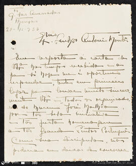 Carta de Maria de Lurdes de Melo e Castro
