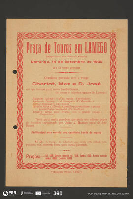 Programa. Praça de Touros em Lamego