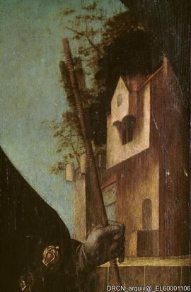 São Sebastião ainda cavaleiro. Pormenor das arquitecturas