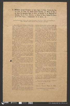 Provisão remetida pelo Cardeal Bispo do Porto