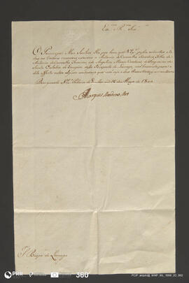 Carta do Palácio de Queluz ao Bispado de Lamego