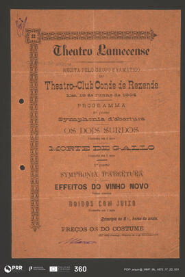 Os dois surdos; Morte de gallo; Effeitos do vinho novo; Doidos com juizo
