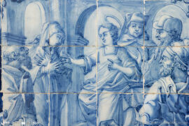 Painel azulejos Jesus com os Doutores