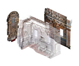 Imagem tridimensional da nuvem de pontos com integração de ortofotografias