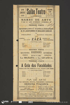 Zazá; La Bilbaina e La Gitanita; A Ceia das Faculdades