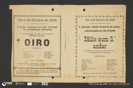 Oiro; Idílio num 5. º andar; O centenário