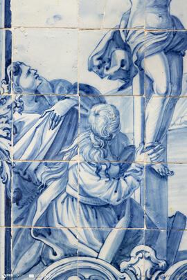 Painel azulejos Cristo na cruz