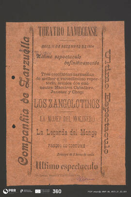 Los Zangolotinos; La Mujer del Molinero; La Legenda del Monge