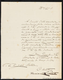 Carta da Sociedade Nacional de Bellas Artes para José Malhoa
