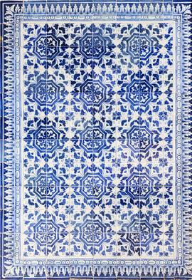 Azulejo padrão túlipa, azul e branco
