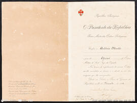 Diploma. Ordem Militar de Sant´Iago da Espada