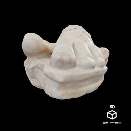 Fragmento de pé calçado com sandália de estátua viril, colossal