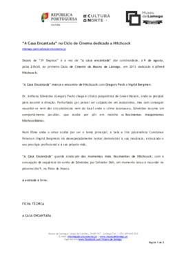 Nota de imprensa - Filme "Casa encantada"