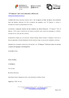 Nota de imprensa - Filme "39 Degraus"
