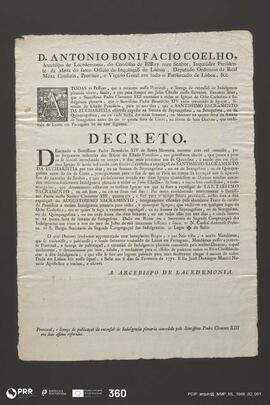 Provisão do Arcebispo de Lacedemonia